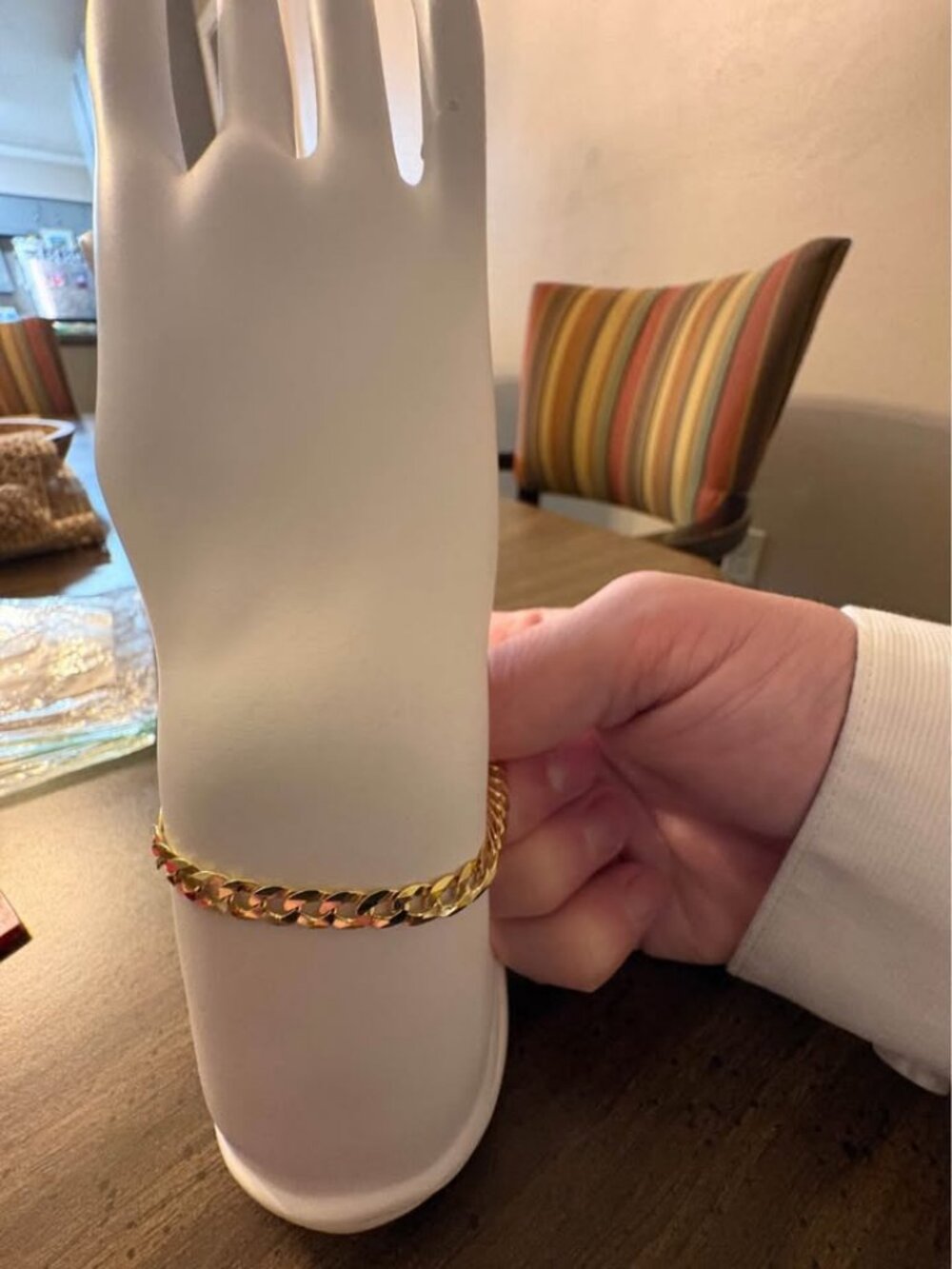 Gold-Over 925 Italy Curb Link Bracelet, 7-7.5 inches, 5.2mm, 5.6 grams